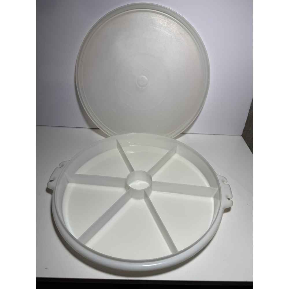 Vintage‎ Tupperware White Party Susan Divided Vegetable Relish Tray w Lid #224-9 - Picture 10 of 10